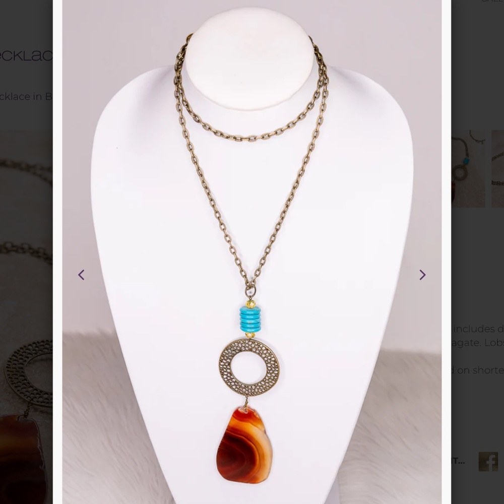 Bohemian “ Marcela “ Boho Chain Link Necklace with Bronze Ring and Pendant R2A - Picture 2 of 5